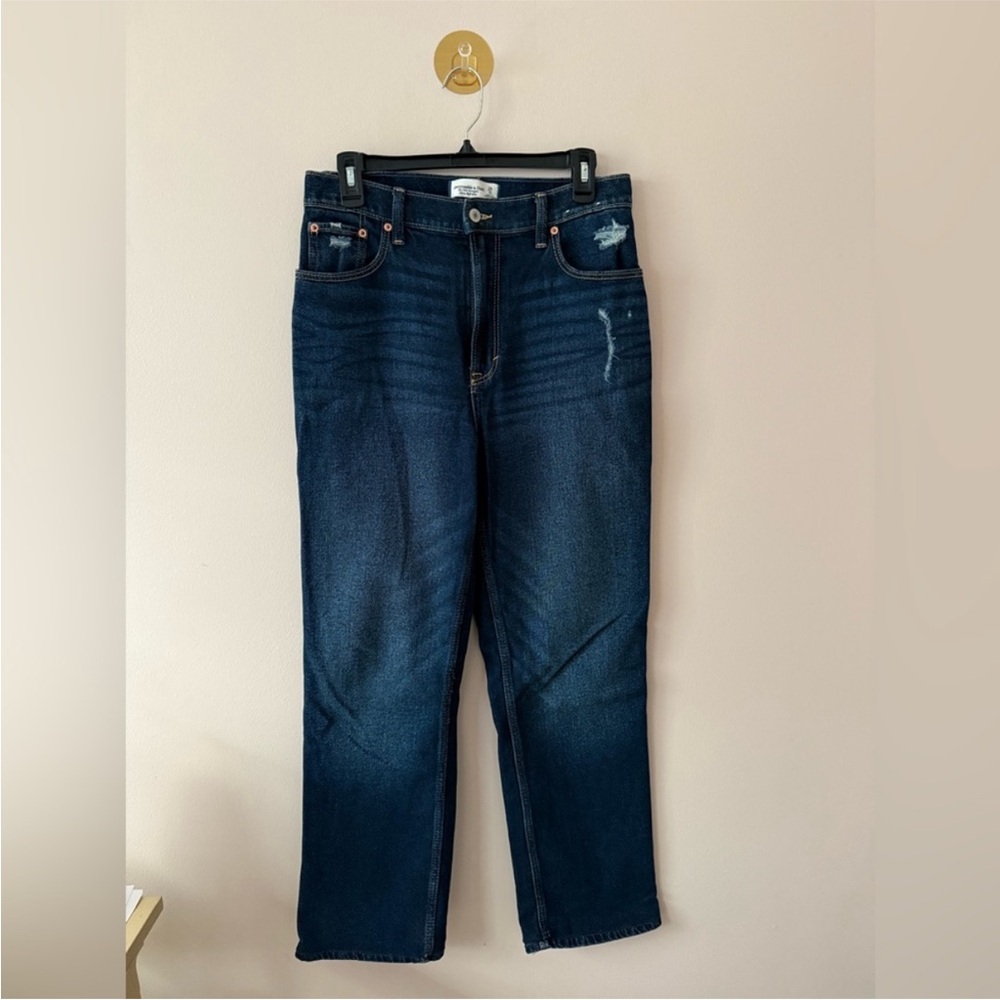 Abercrombie & Fitch 90s Straight Ultra High Rise Dark Indigo Jeans 8R 29